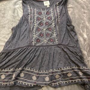 Knox Rose Gray Embroidered Blouse